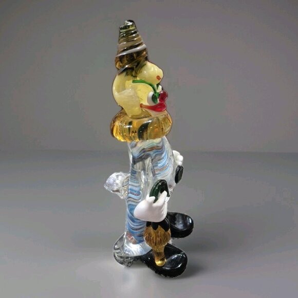 VINTAGE MURANO 1950’s GLASS CLOWN FIGURINE. CLOWN WITH UMBRELLA! HAND MADE-BLOWN - Picture 2 of 8
